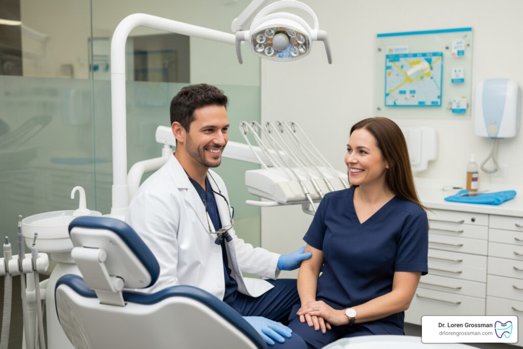 delta dental dentist smiling patient at modern dental office