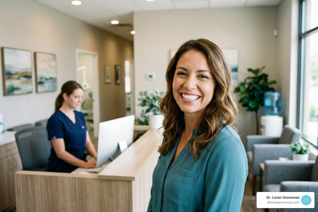 smile makeover patient smiling confidently after cosmetic dental treatment